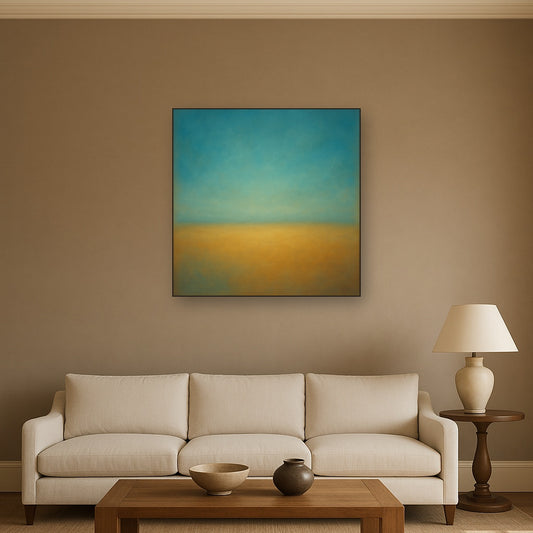 Celestial Azure & Warm Ochre Equilibrium No. 17 Oil Painting - View 2