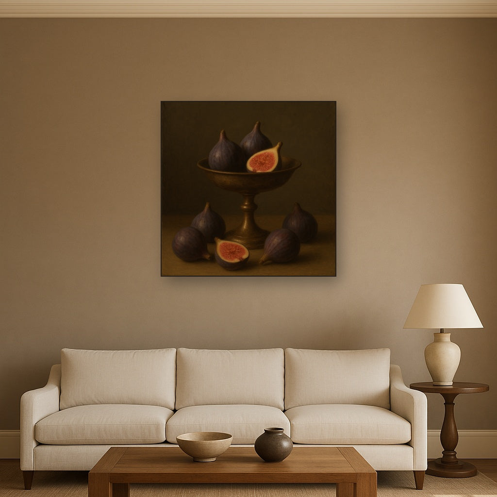 Ripe Figs & Bronze Compote Still Life No. 3 Oil Painting - View 2