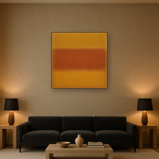 Luminous Ochre & Terracotta Horizon Color Field No. 25 Oil Painting - View 2