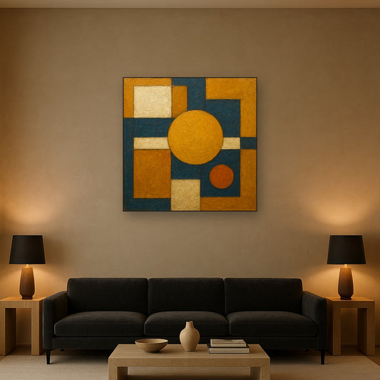 Bauhaus Geometric Balance No. 1 No. 3 Oil Painting - Styled in Modern Living Room
