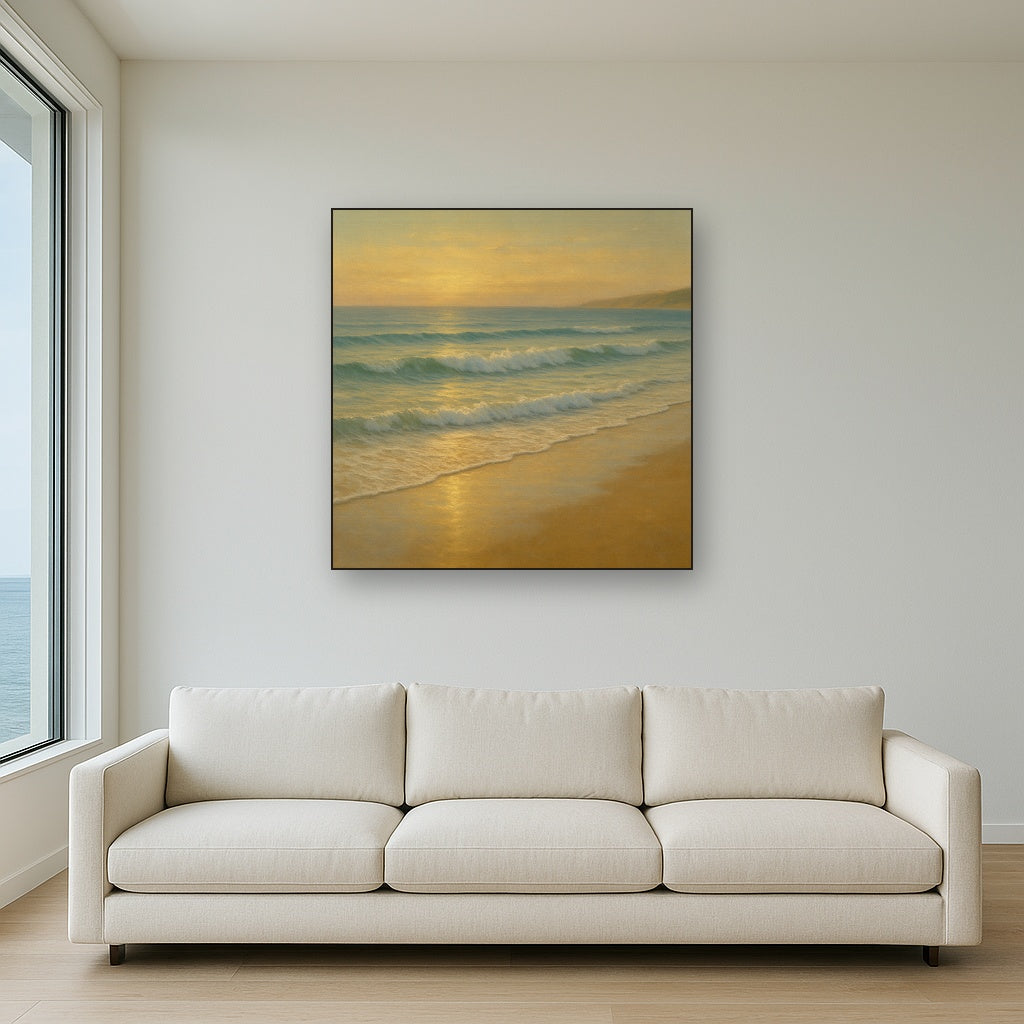 Gentle Breaking Waves & Wet Beach Reflection No. 4 Oil Painting - View 2