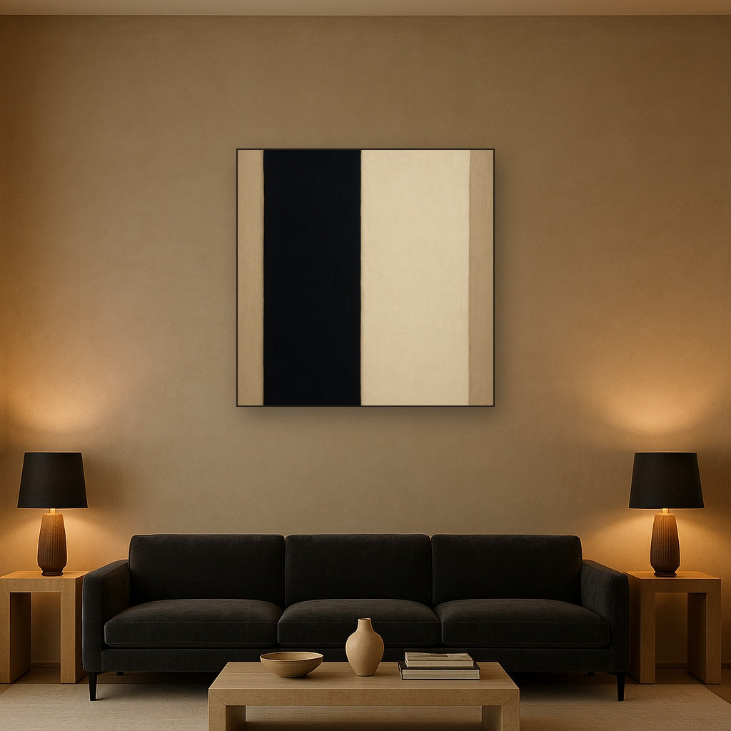 Deep Charcoal & Bone Monolith No. 1 - Modern Fine Art Oil Painting - View 2