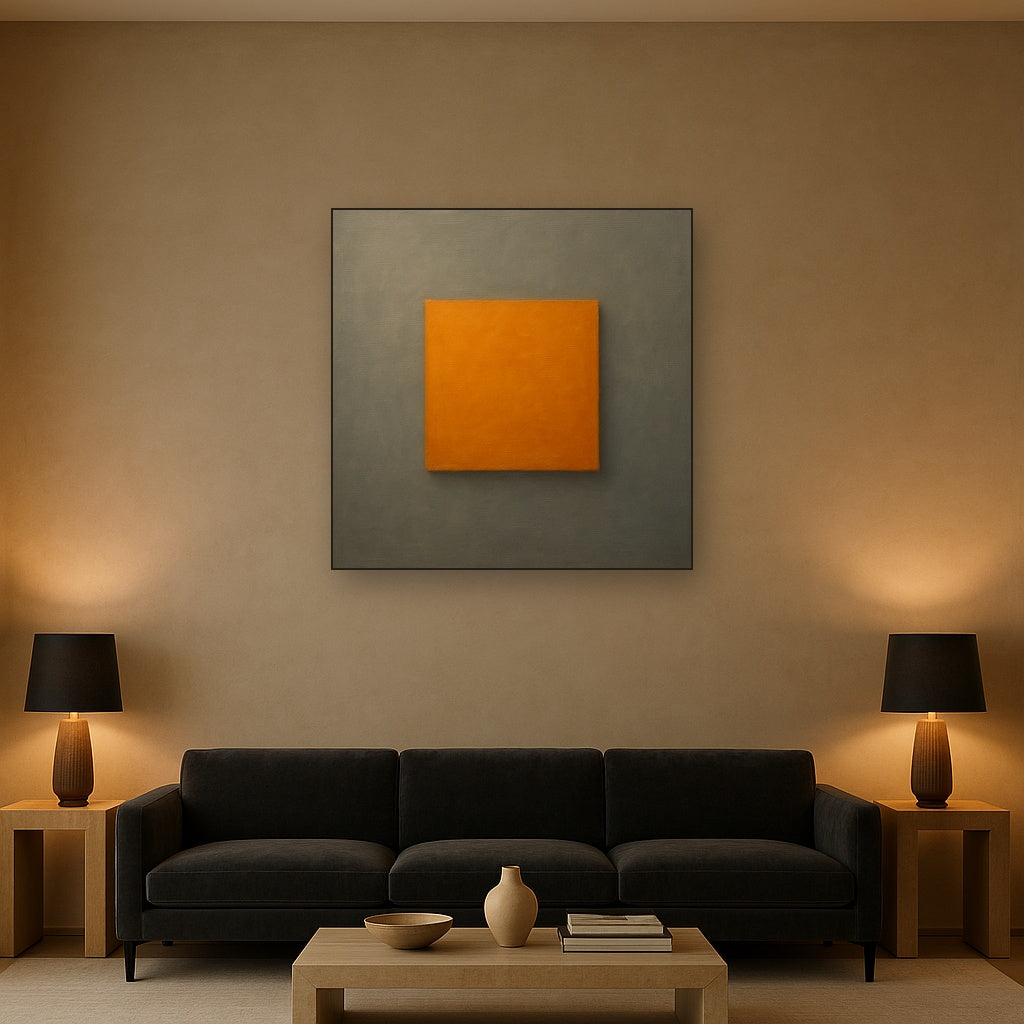 Cadmium Amber & Slate Grey Block No. 10 - Modern Fine Art Oil Painting - View 2