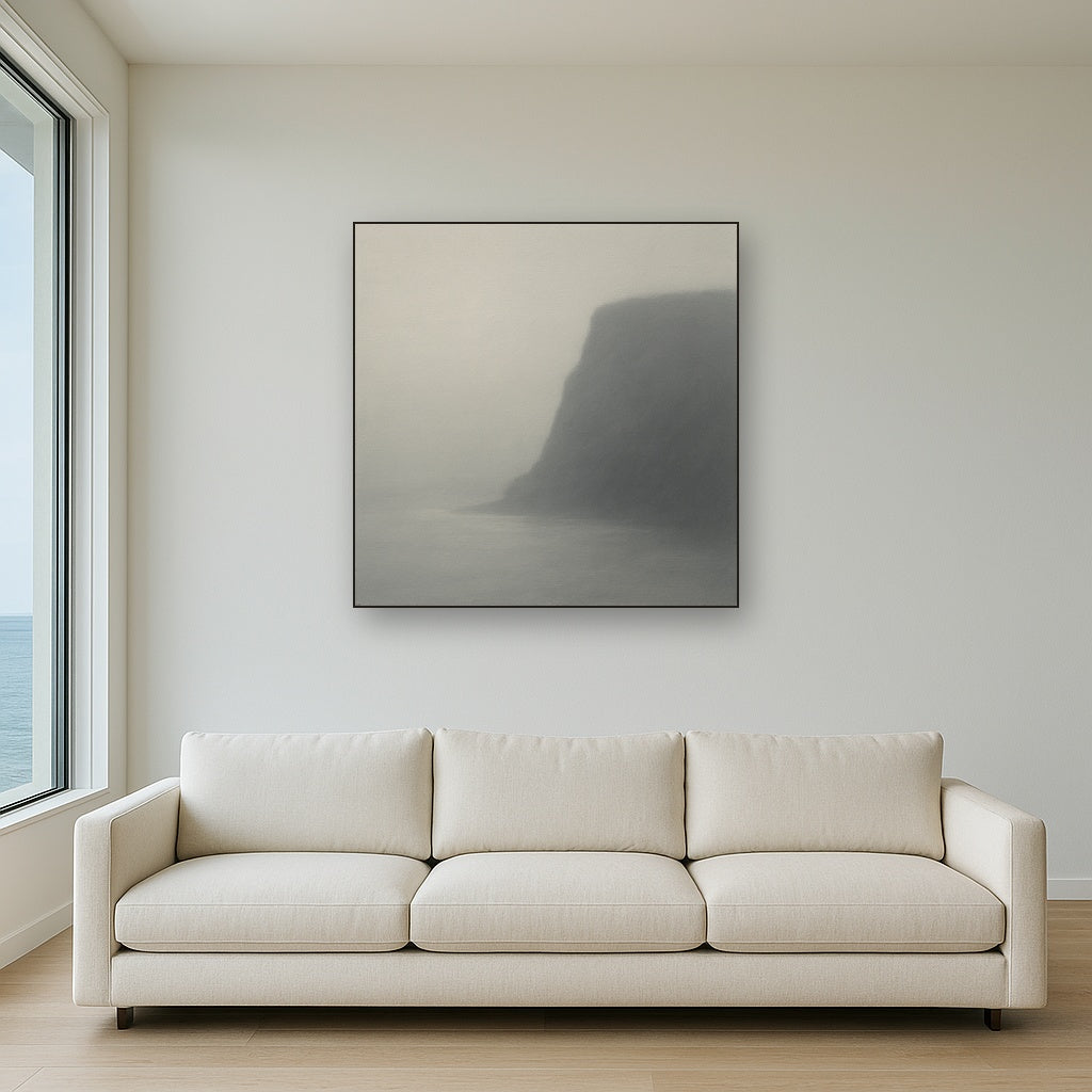 Solitary Headland in Fog No. 9 - Modern Fine Art Oil Painting - View 2