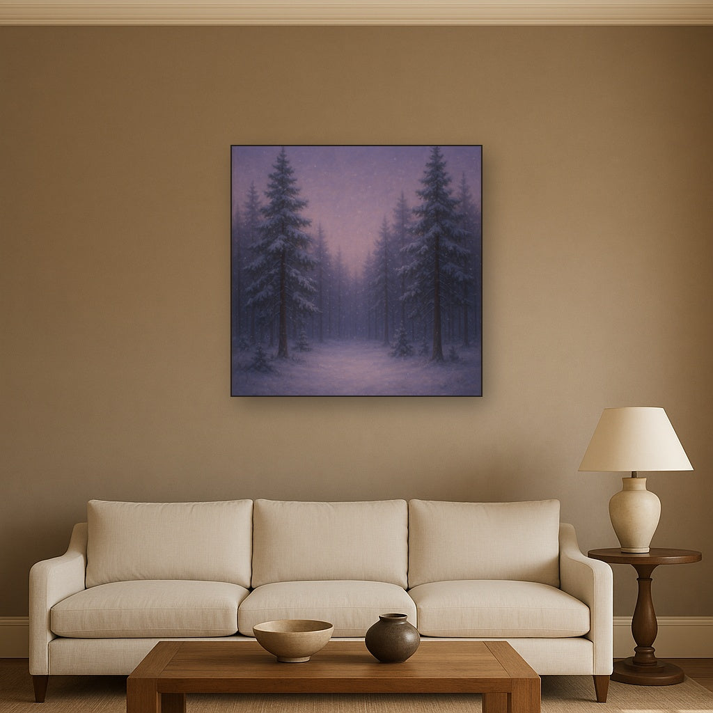 Quiet Pine Forest in Gentle Twilight Snow No. 3 Oil Painting - View 2