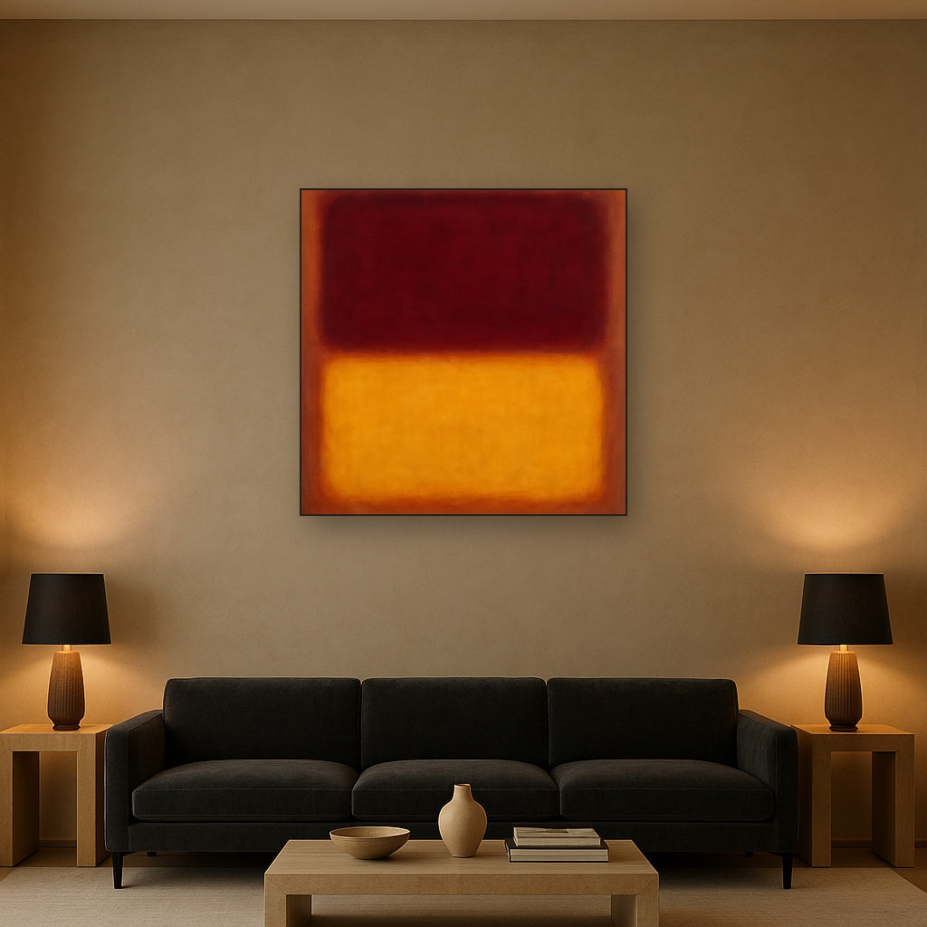 Crimson Burgundy & Saffron Gold Color Vibrations No. 4 Oil Painting - View 2