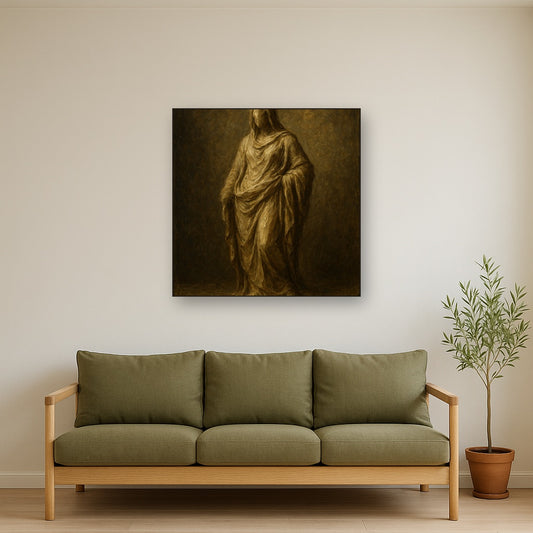 Renaissance Draped Silhouette No. 3 Oil Painting - Styled in Modern Living Room