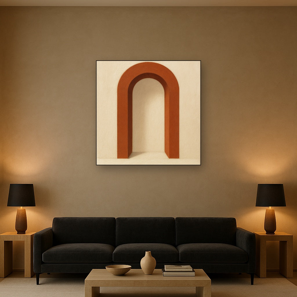 Terracotta Clay & Cream Arch No. 4 - Modern Fine Art Oil Painting - View 2