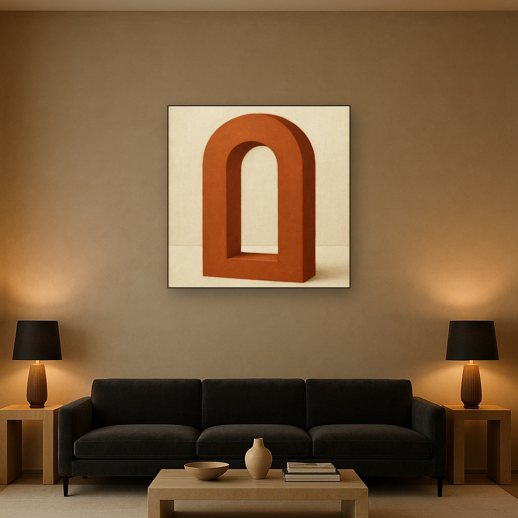 Terracotta Clay & Cream Arch No. 4 - Modern Fine Art Oil Painting - View 2