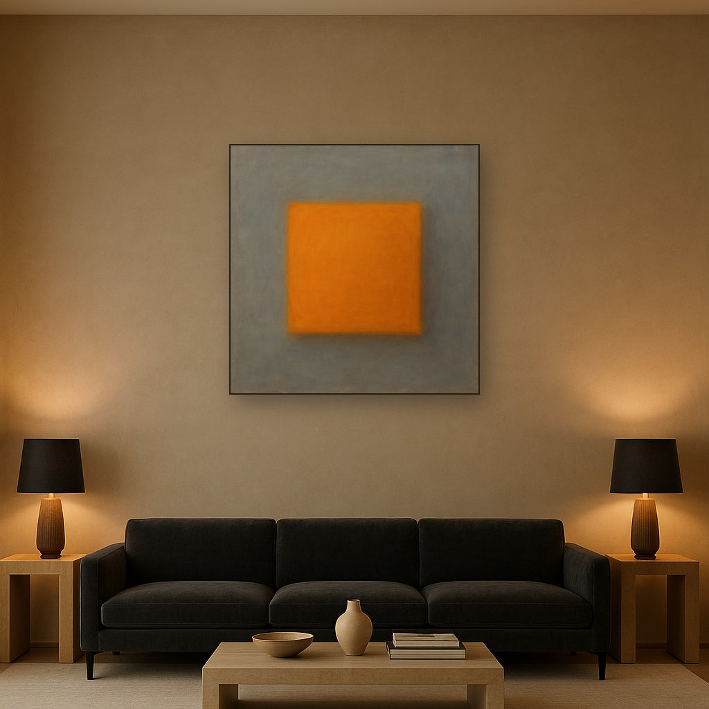 Cadmium Amber & Slate Grey Block No. 10 - Modern Fine Art Oil Painting - View 2