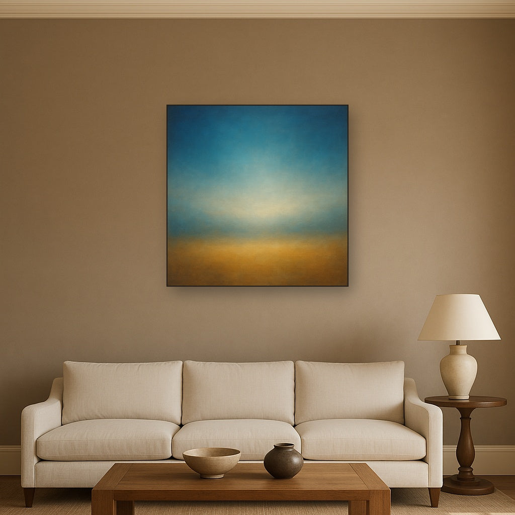 Celestial Azure & Warm Ochre Equilibrium No. 19 Oil Painting - View 2