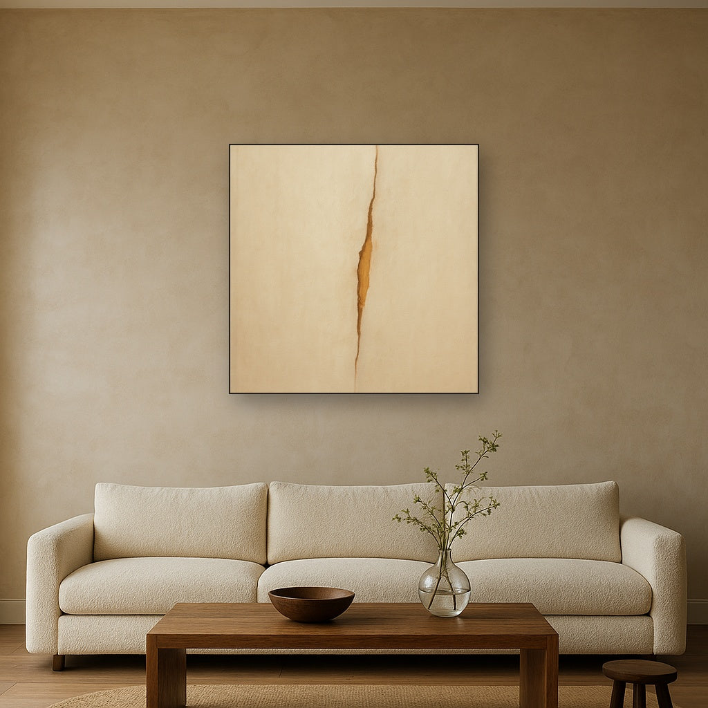 Tactile Stucco & Ochre Rift No. 9 - Modern Fine Art Oil Painting - View 2