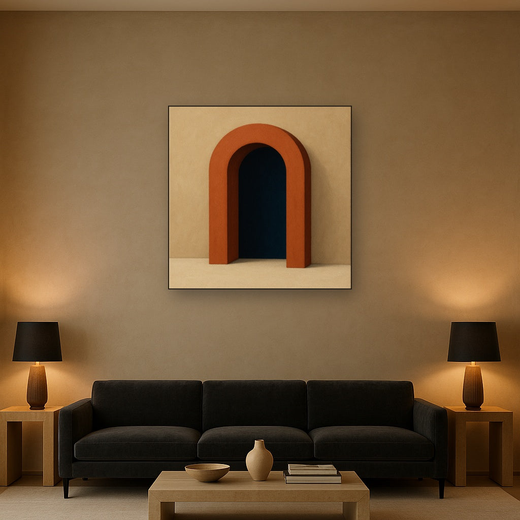 Terracotta Clay & Cream Arch No. 4 - Modern Fine Art Oil Painting - View 2