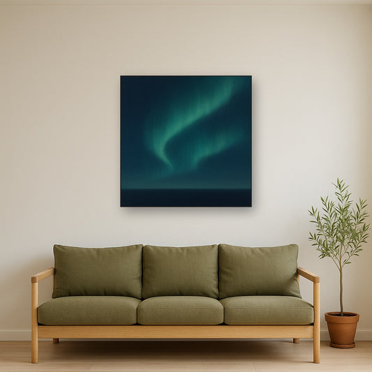 Aurora Borealis Veil in Deep Midnight Indigo No. 23 Oil Painting - View 2