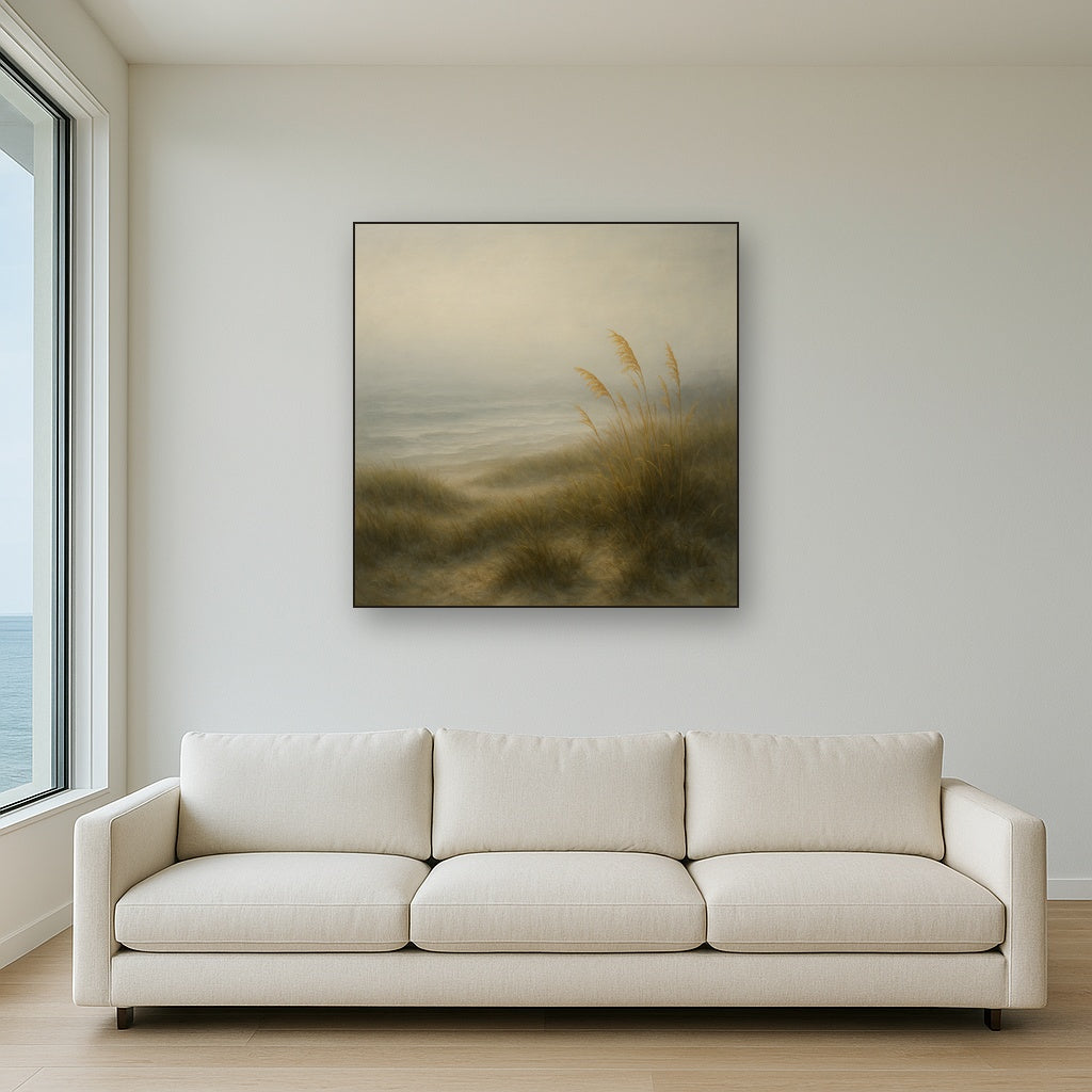 Ethereal Coastal Sea Fog over Silent Dunes No. 8 Fine Art Oil Painting - View 2