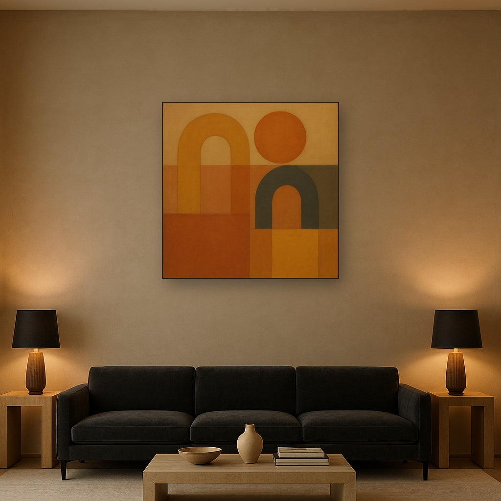 Arch & Circle Equilibrium in Warm Earth Tones No. 24 Oil Painting - View 2