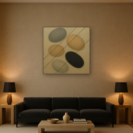 Organic Pebble Contours & Slanted Lines No. 15 Oil Painting - View 2