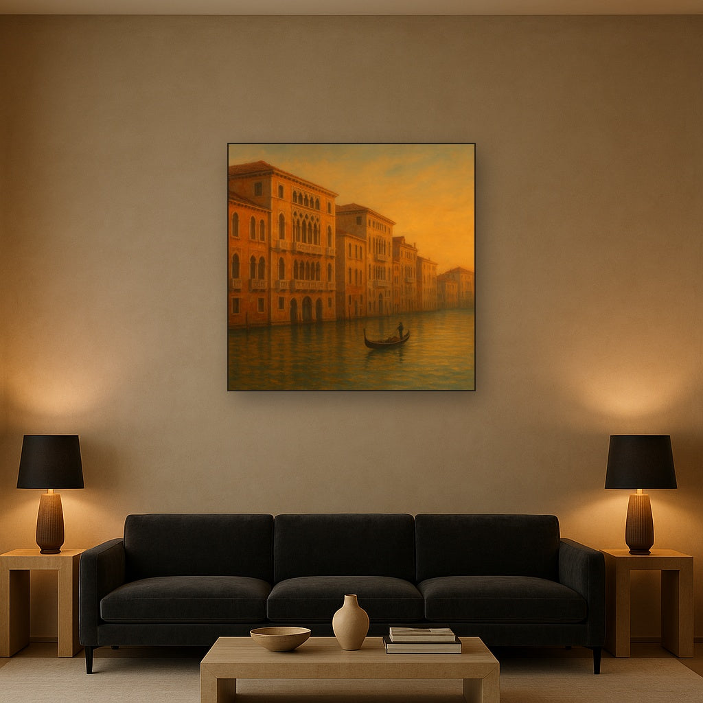 Venetian Canal Palaces at Golden Hour No. 6 Oil Painting - View 2