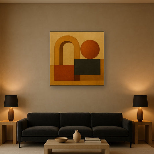 Arch & Circle Equilibrium in Warm Earth Tones No. 15 Oil Painting - View 2