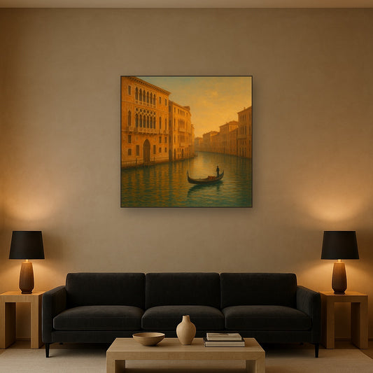 Venetian Canal Palaces at Golden Hour No. 16 Oil Painting - View 2