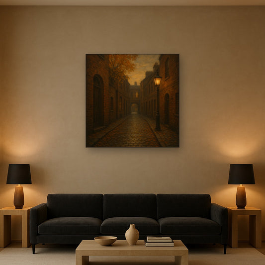 London Gaslamp Alley in Autumn Dusk No. 10 Oil Painting - View 2
