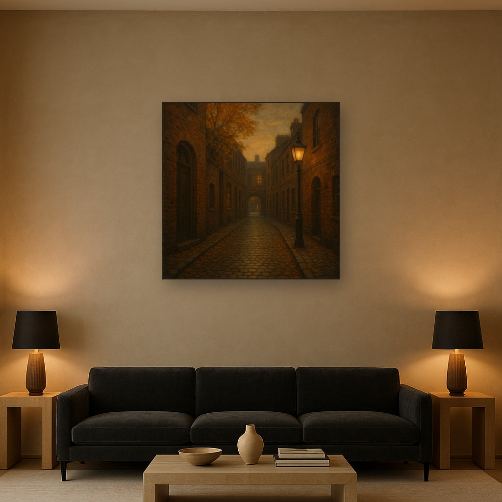 London Gaslamp Alley in Autumn Dusk No. 10 Oil Painting - View 2