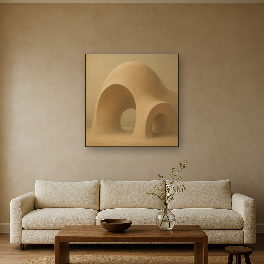 Soft Architectural Curve in Desert Bone No. 15 Oil Painting - View 2