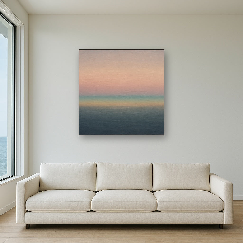 Dusk Horizon in Pale Lavender & Slate No. 3 - Modern Fine Art Oil Painting - View 2