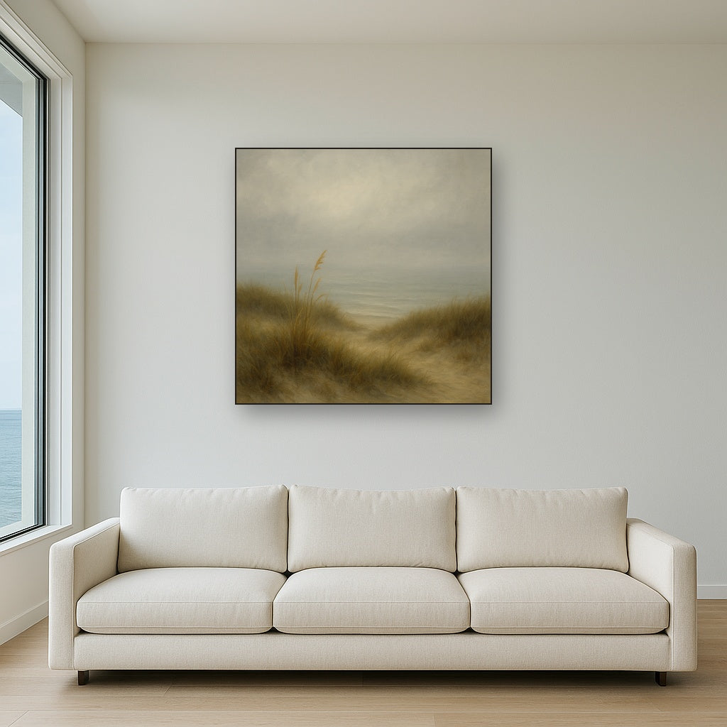 Ethereal Coastal Sea Fog over Silent Dunes No. 2 Fine Art Oil Painting - View 2