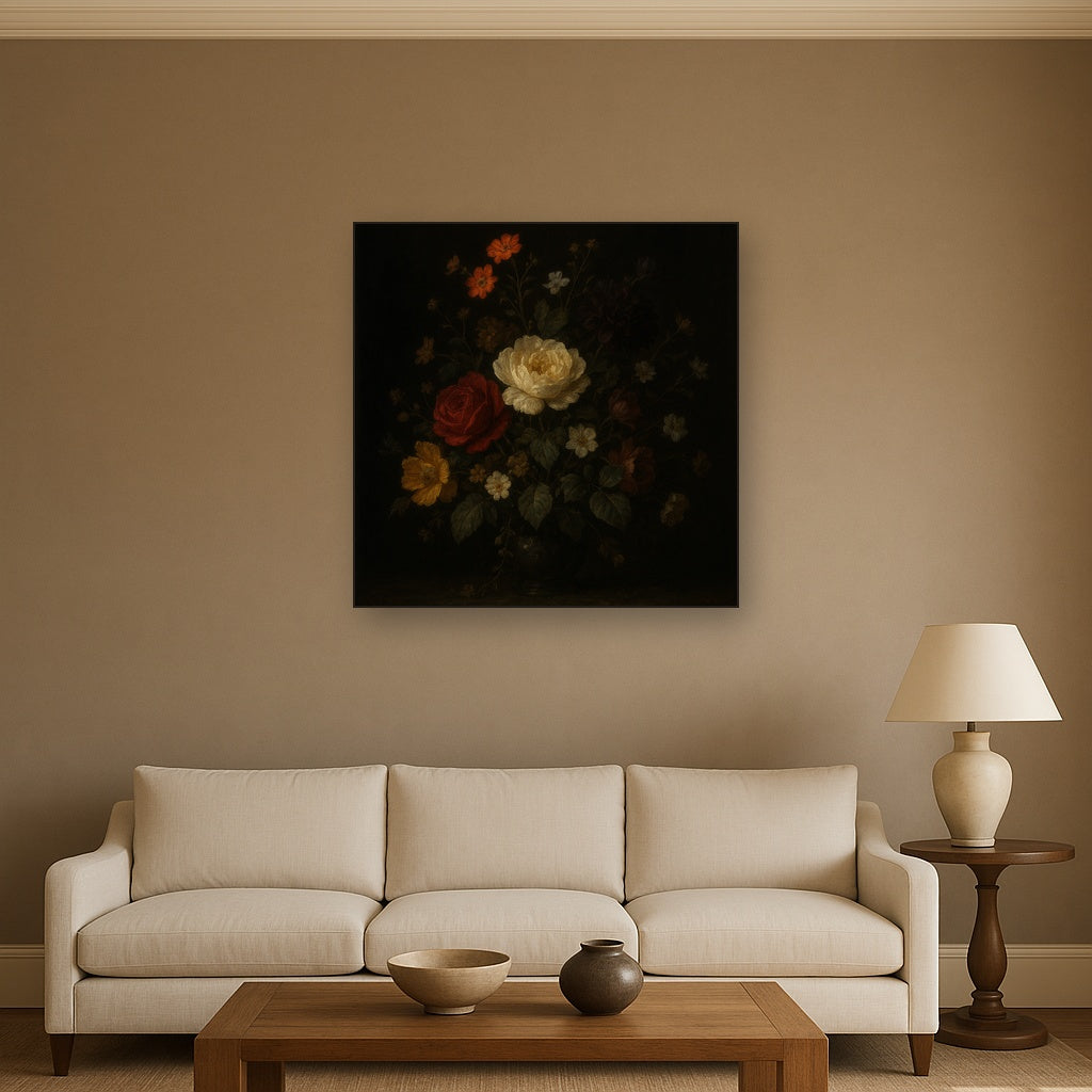Moody Dutch Master Dark Floral Still Life No. 5 Fine Art Oil Painting - View 2