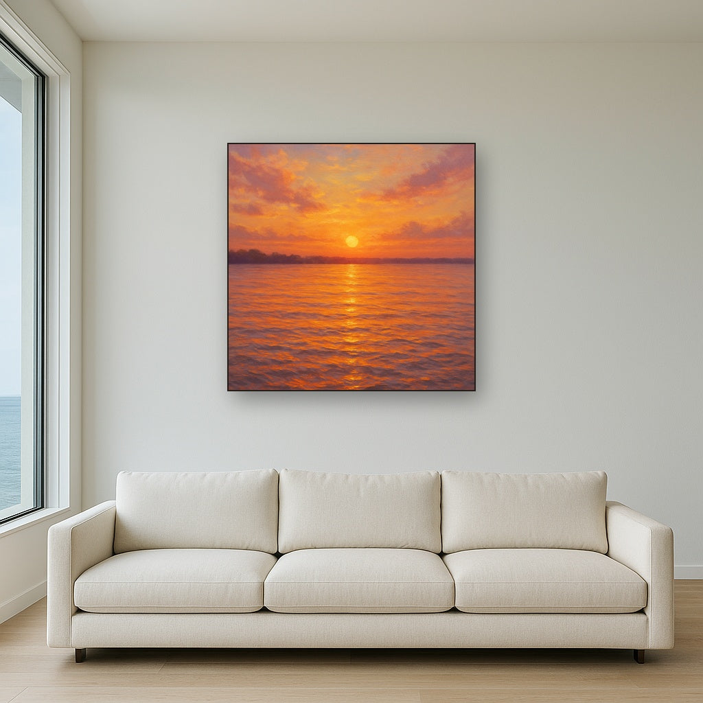 Sunset Glow on Warm Tidal Basin Waters No. 10 Fine Art Oil Painting - View 2