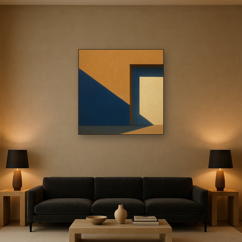 Sun & Shadow Architectural Facade Geometry No. 2 Fine Art Oil Painting - View 2