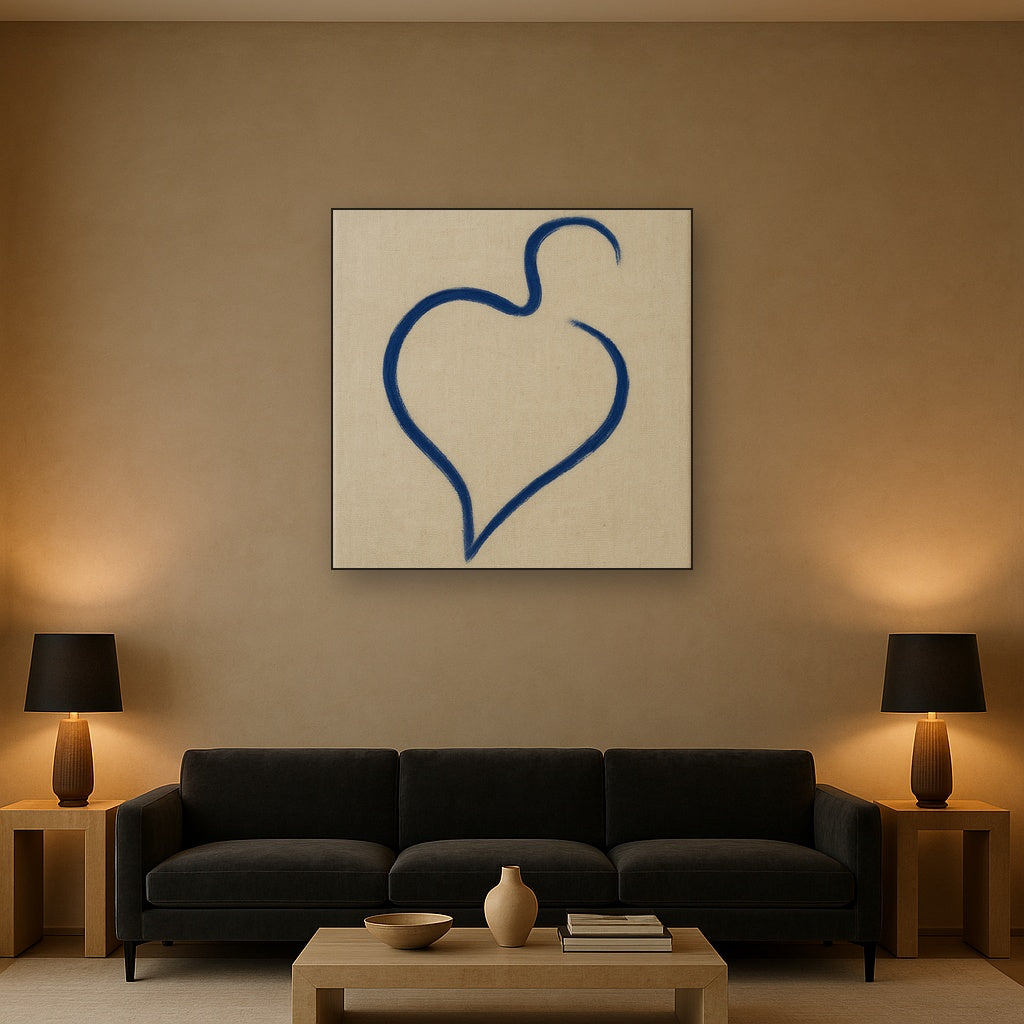 Cobalt Blue & Pale Oat Contour No. 8 - Modern Fine Art Oil Painting - View 2