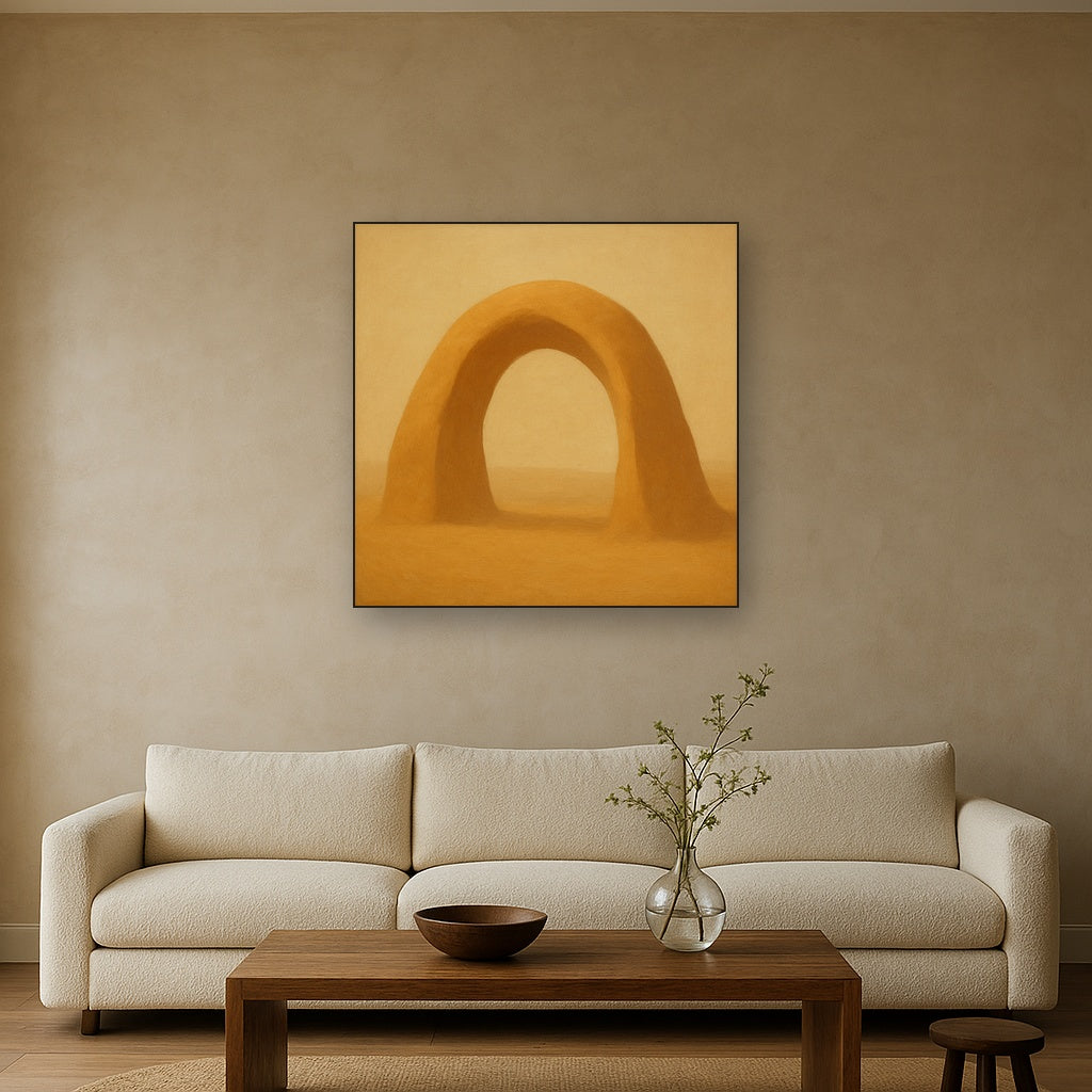 Warm Beige Travertine Arch No. 1 - Modern Fine Art Oil Painting - View 2