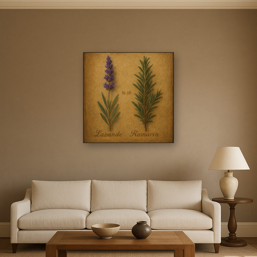 Vintage French Herbarium Lavender & Rosemary No. 10 Fine Art Oil Painting - View 2