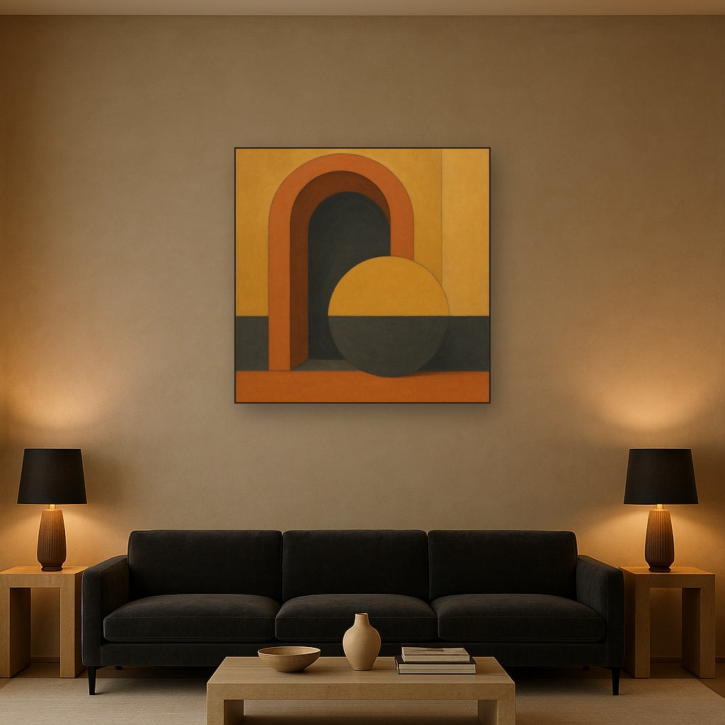 Bauhaus Archway & Terracotta Semicircle Suite No. 3 Fine Art Oil Painting - View 2