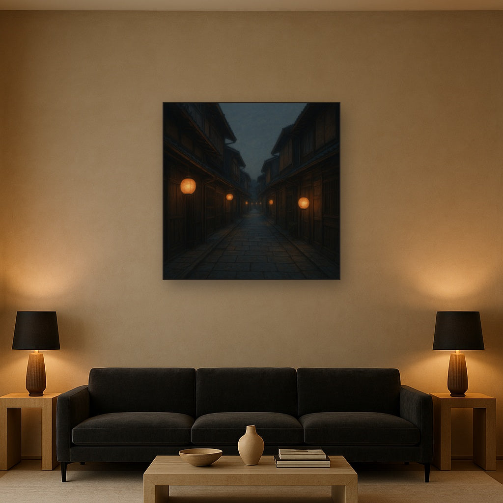 Old Kyoto Gion Alley in Soft Lantern Light No. 8 Oil Painting - View 2