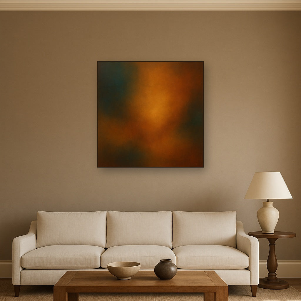 Deep Topaz & Spiced Terracotta Glow Oil Painting - View 2
