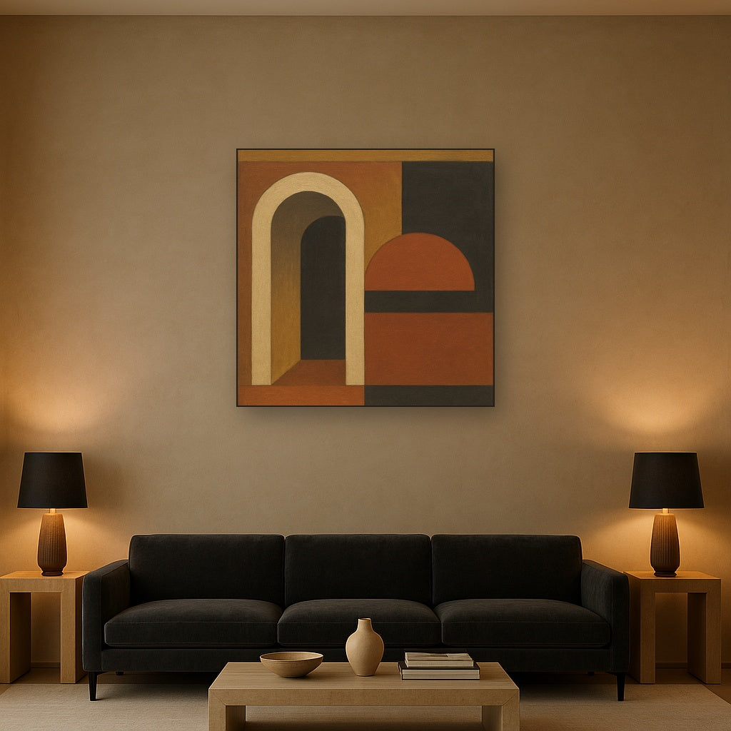Bauhaus Archway & Terracotta Semicircle Suite No. 12 Fine Art Oil Painting - View 2