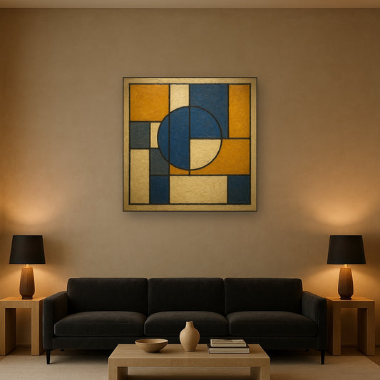 Bauhaus Geometric Balance No. 1 No. 4 Oil Painting - Styled in Modern Living Room