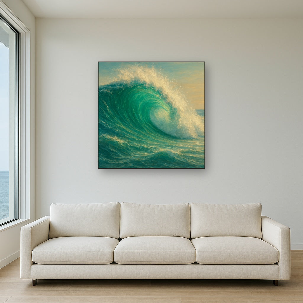 Emerald Breaker Wave in Crystalline Light No. 5 Fine Art Oil Painting - View 2