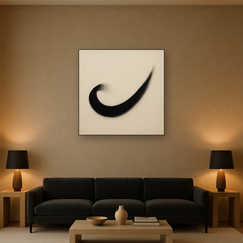 Monochrome Brushstroke Void No. 5 - Modern Fine Art Oil Painting - View 2
