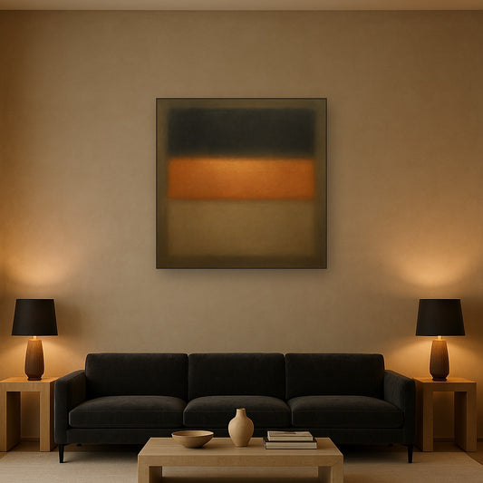 Charcoal Slate & Burnished Copper Horizon No. 18 Oil Painting - View 2