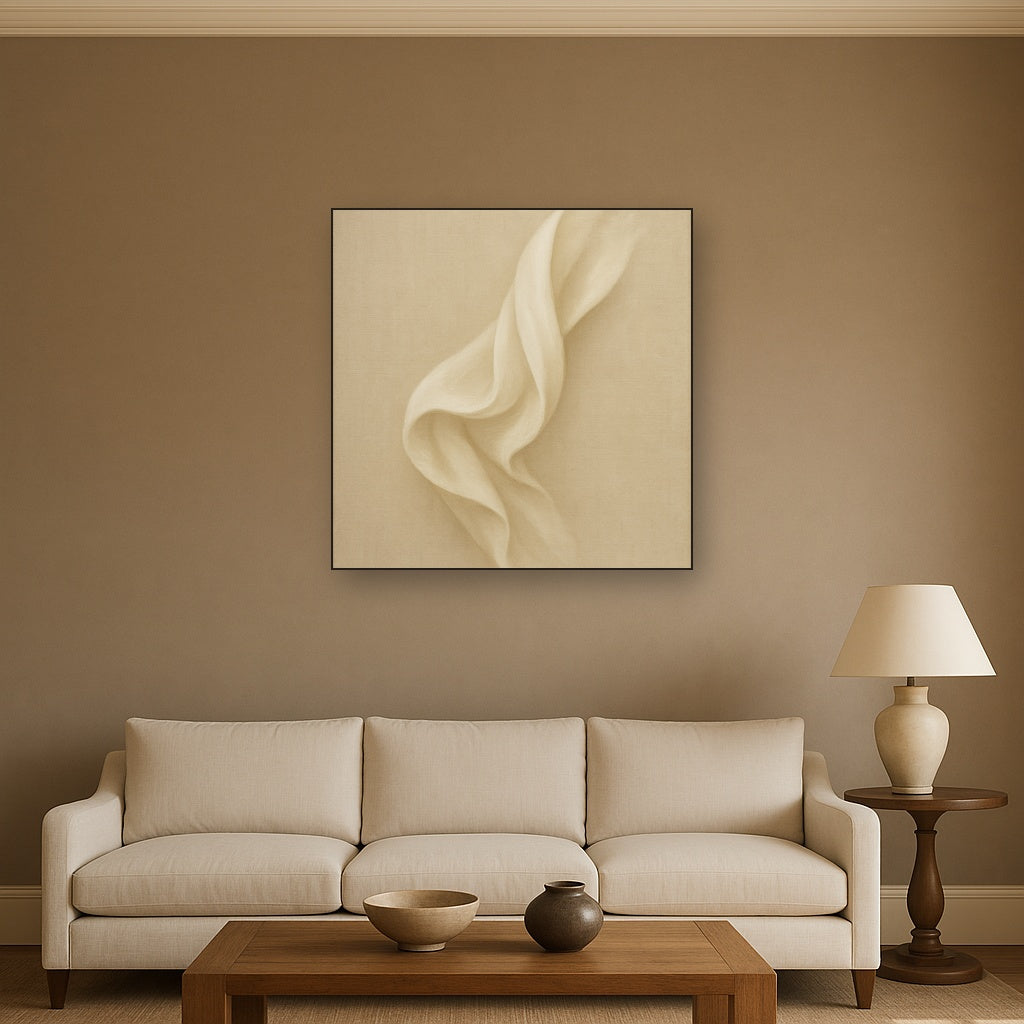 Alabaster Linen Texture Fold No. 4 - Modern Fine Art Oil Painting - View 2