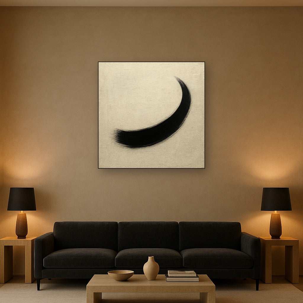 Monochrome Brushstroke Void No. 5 - Modern Fine Art Oil Painting - View 2