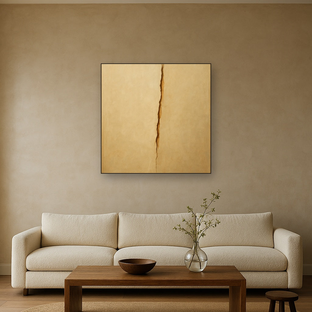 Tactile Stucco & Ochre Rift No. 9 - Modern Fine Art Oil Painting - View 2