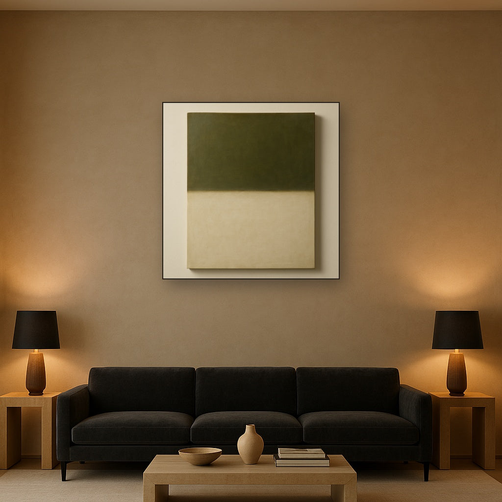 Sage Olive & Alabaster Balance No. 3 - Modern Fine Art Oil Painting - View 2