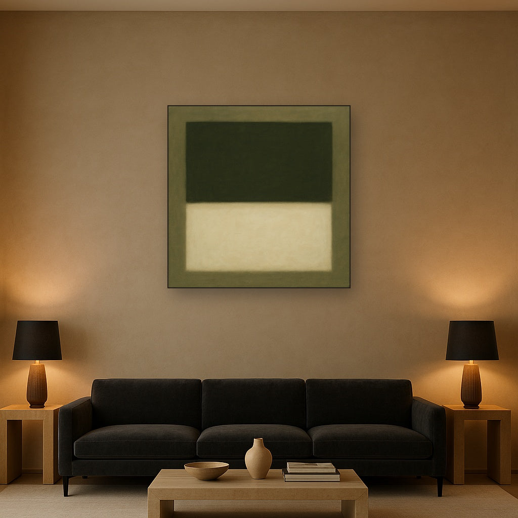 Sage Olive & Alabaster Balance No. 3 - Modern Fine Art Oil Painting - View 2