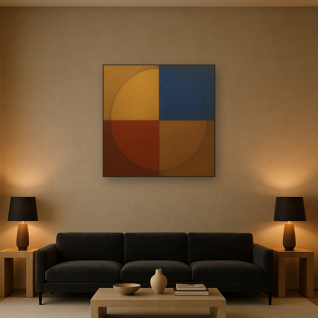Bauhaus Quadrant Harmony in Primary Earth Tones No. 8 Oil Painting - View 2