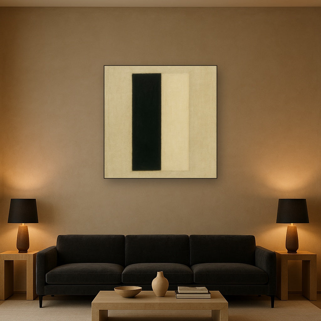 Deep Charcoal & Bone Monolith No. 1 - Modern Fine Art Oil Painting - View 2